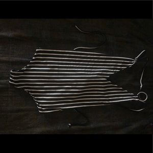 Black and White Striped Swimsuit